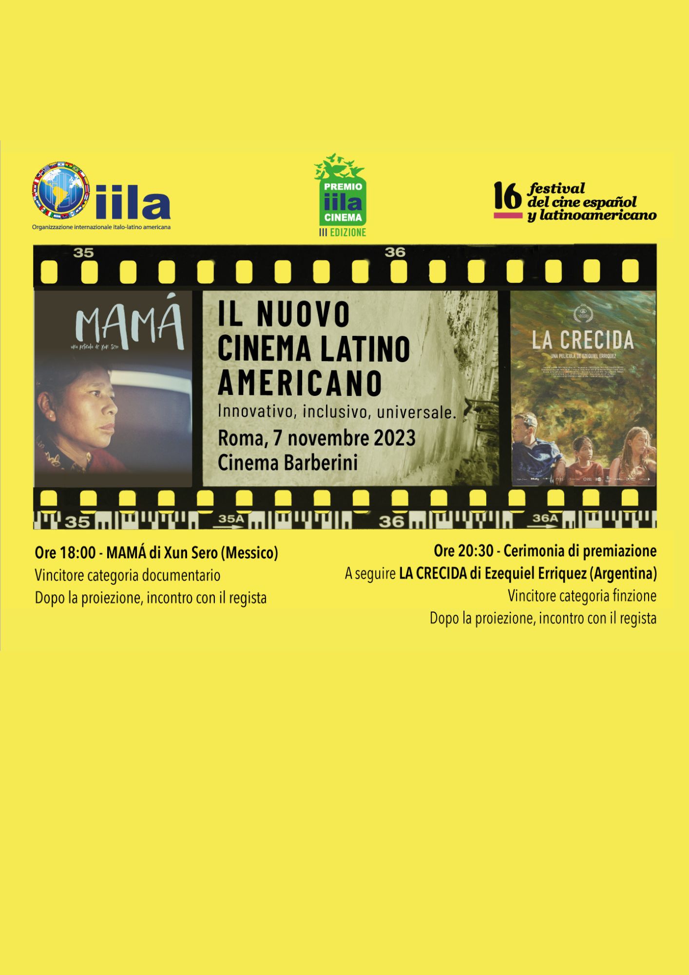 Premio IILA-Cinema: proiezioni dei film vincitori della III edizione. 5 -12  novembre 2023 - IILA